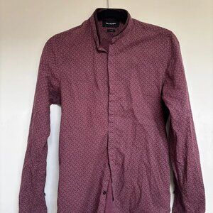 The Kooples Slim Fit Red Geometric Military Collar Shirt